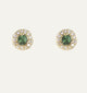 Round Gold Emerald Zircon Studs