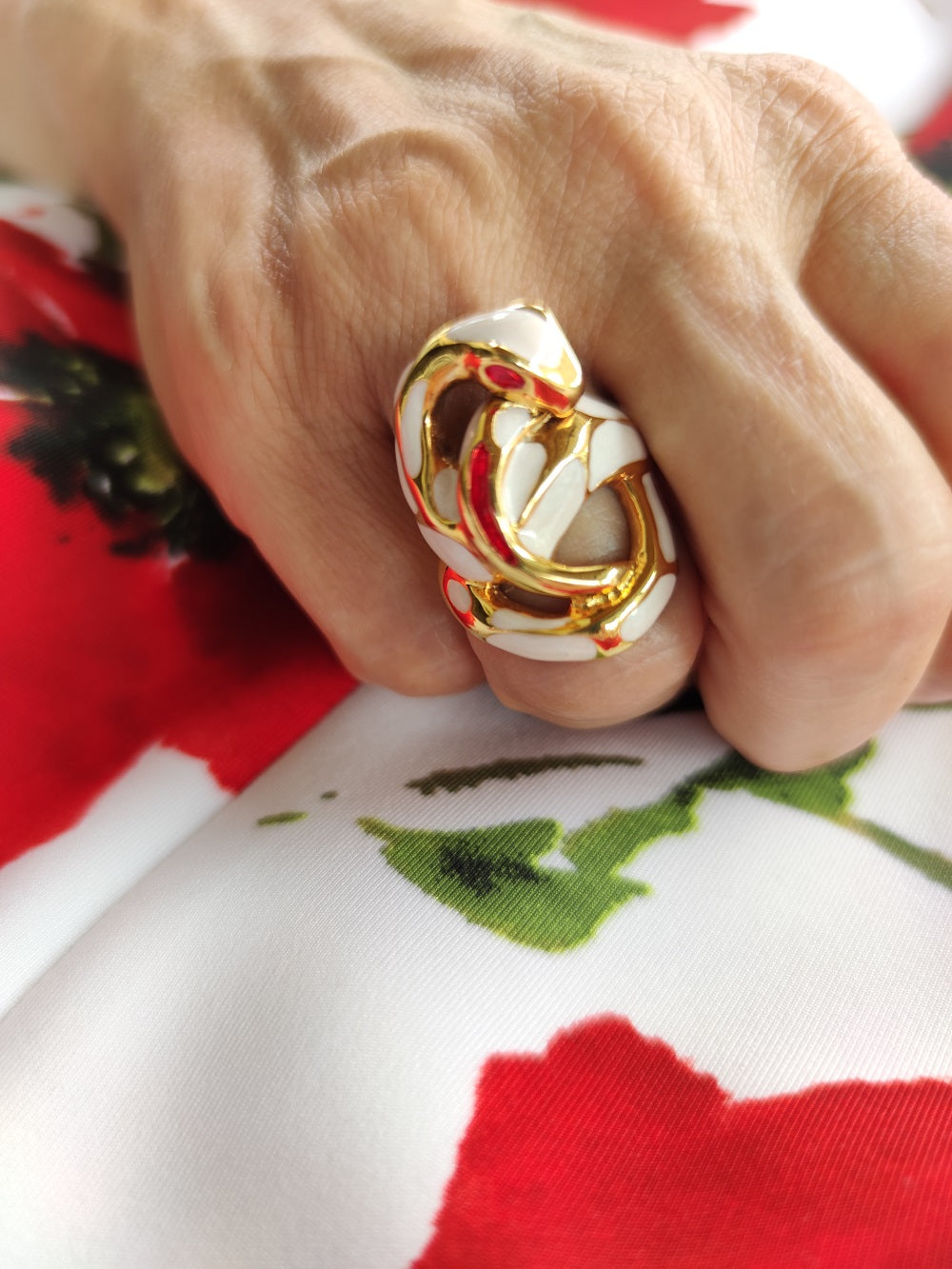 ANILLO SERPIENTE CORAL (ROJO BLANCO)