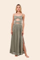 Serenity Green Linen Wavelet Dress