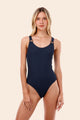 Textured Wave Deep Blue Tag One Piece